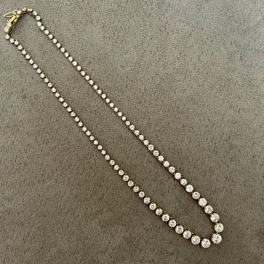 Graduated diamond crystal tennis necklace